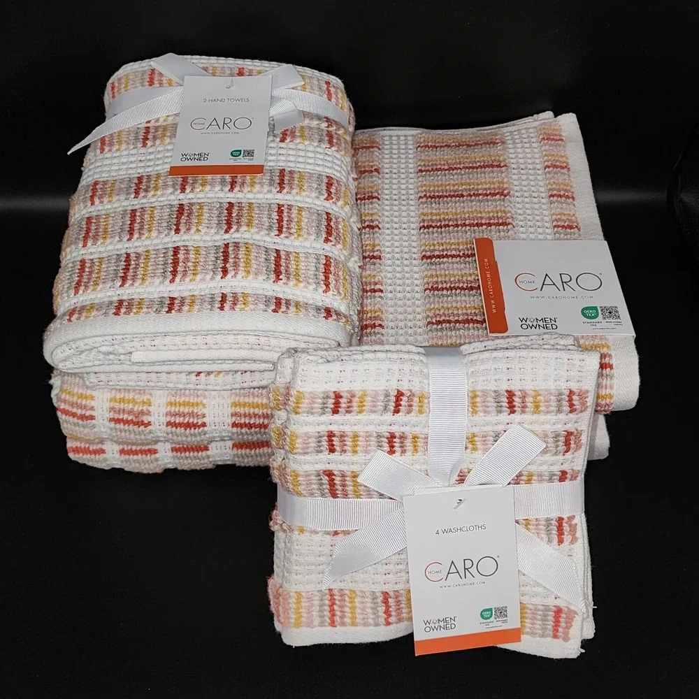 Caro Home 8pc Striped Multicolor Cotton Towel Set 2Bath 2Hand 4Tip Spring Summer